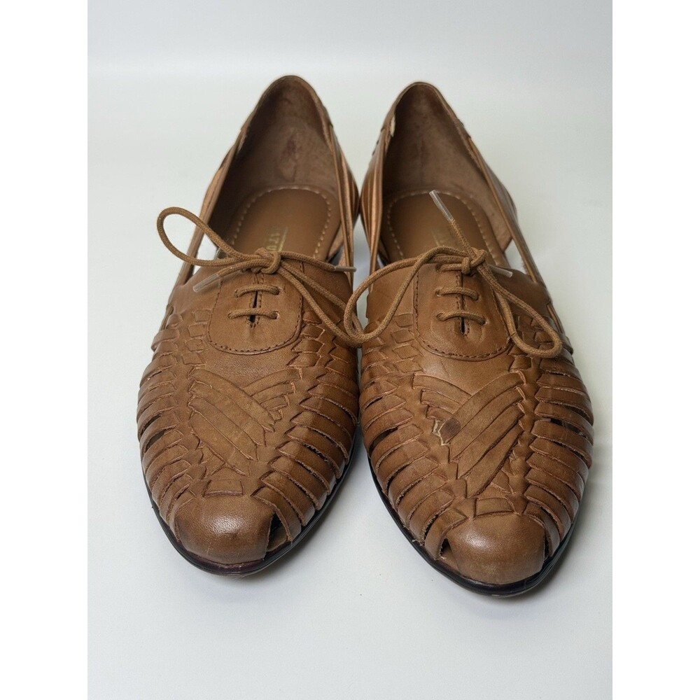 Naturalizer Leather Woven Lace Up Flats Brown Comfort Shoes Women’s Size 9.5 M